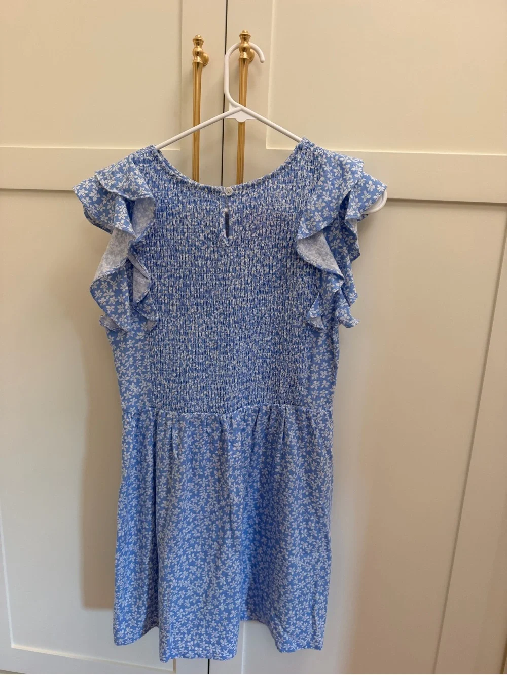 Copper Key Light Blue Floral Smocked Ruffle Dress